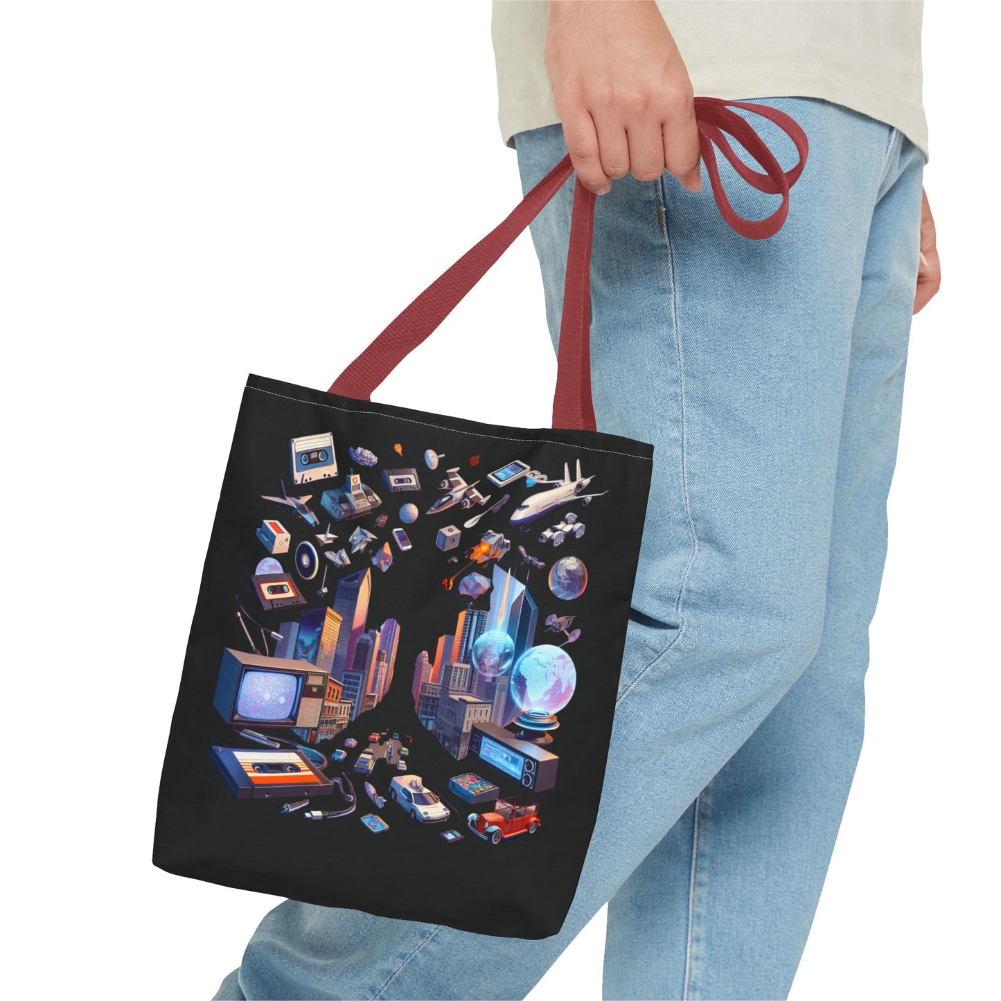 L/S "Retro Cityscape" Tote Bag #WeaveOneStyle