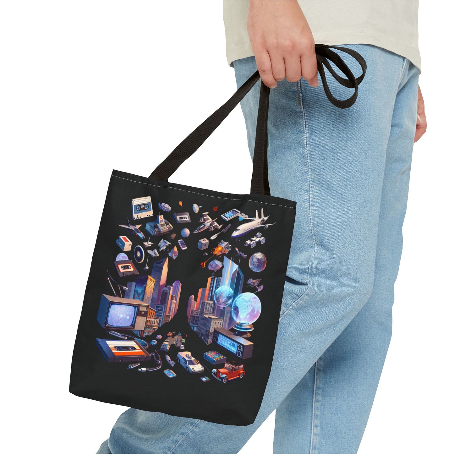 L/S "Retro Cityscape" Tote Bag #WeaveOneStyle